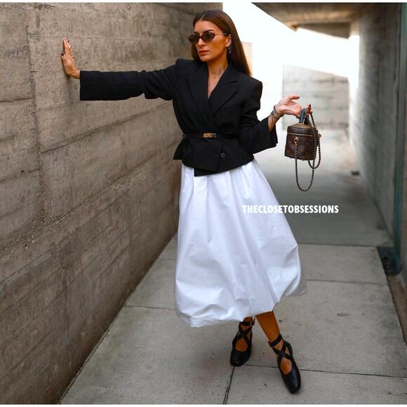 ZARA White Balloon Hem Midi Skirt NWT - Picture 10 of 16